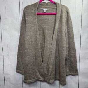 Croft & Barrow Sequin Open-Front Cardigan Sweater Womens 2X Holiday Soft Glam